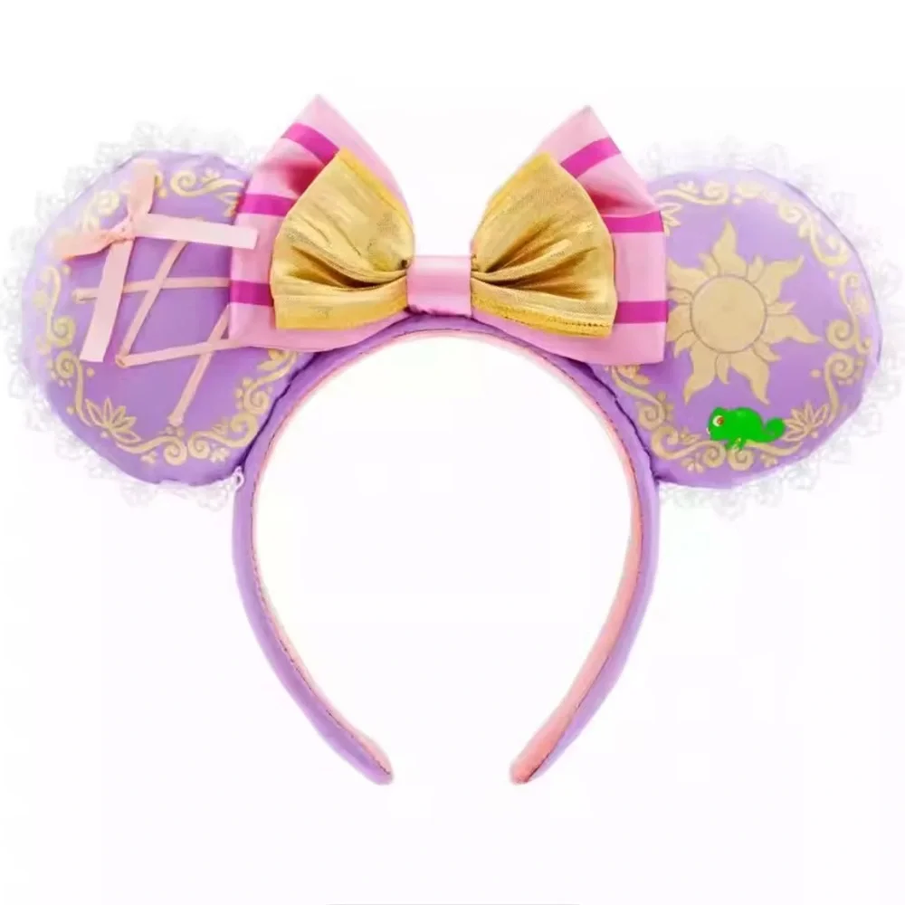 Disney Parks Rapunzel Tangled Princess Purple Gold Bow Minnie Mouse Ear Headband